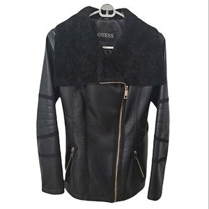 🆕️GUESS: Size XS/S. Faux Fur/Leather Winter Coat in Black. NWOT